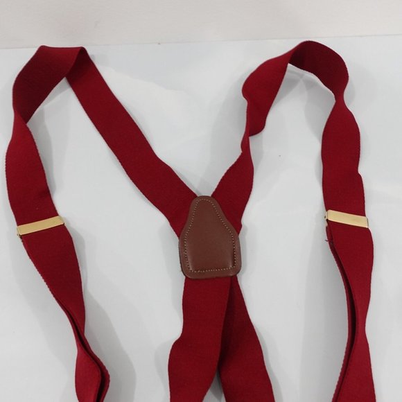 Suspender Mens Red Clip On X Back Adjustable Stretch Burgundy Wine WEST GERMANY - Picture 3 of 10